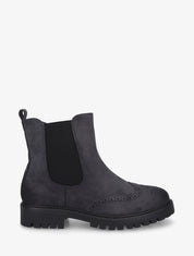 Bottines élastiquées en suédine - Bleu nuit - 1