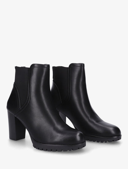 Bottines à talon haut et semelle crantée en simili - Noir - 4