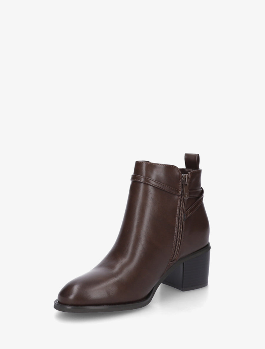 Bottines élastiquées en simili - Marron - 3