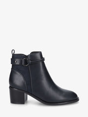 Bottines en simili et suédine - Marine - 1