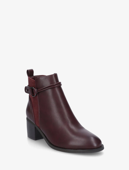 Bottines en simili et suédine - Bordeaux - 2