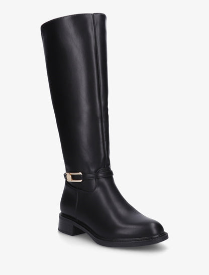 Bottes élastiquées en simili - Noir - 2
