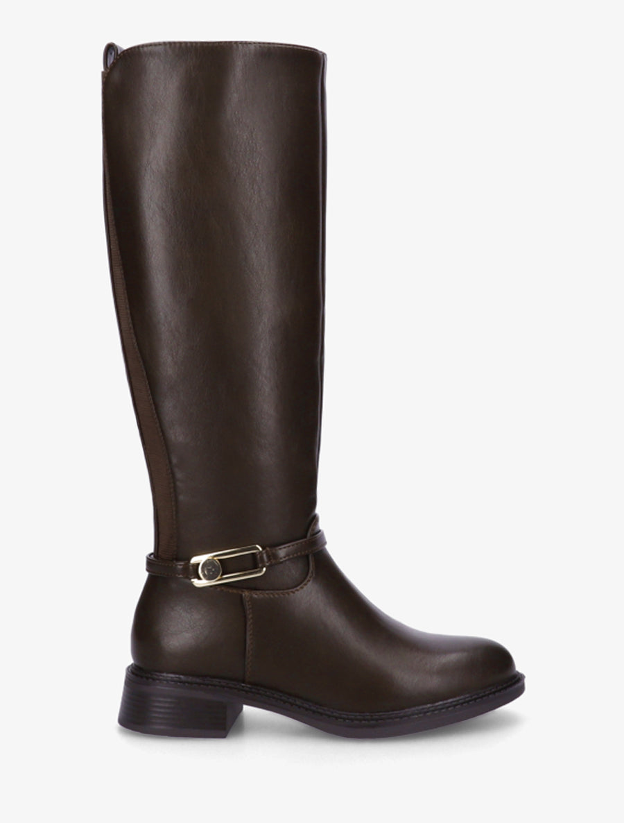 Bottes élastiquées en simili - Marron - 1