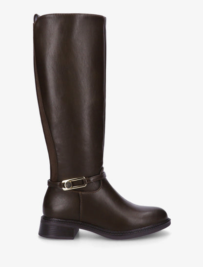 Bottes élastiquées en simili - Marron - 1