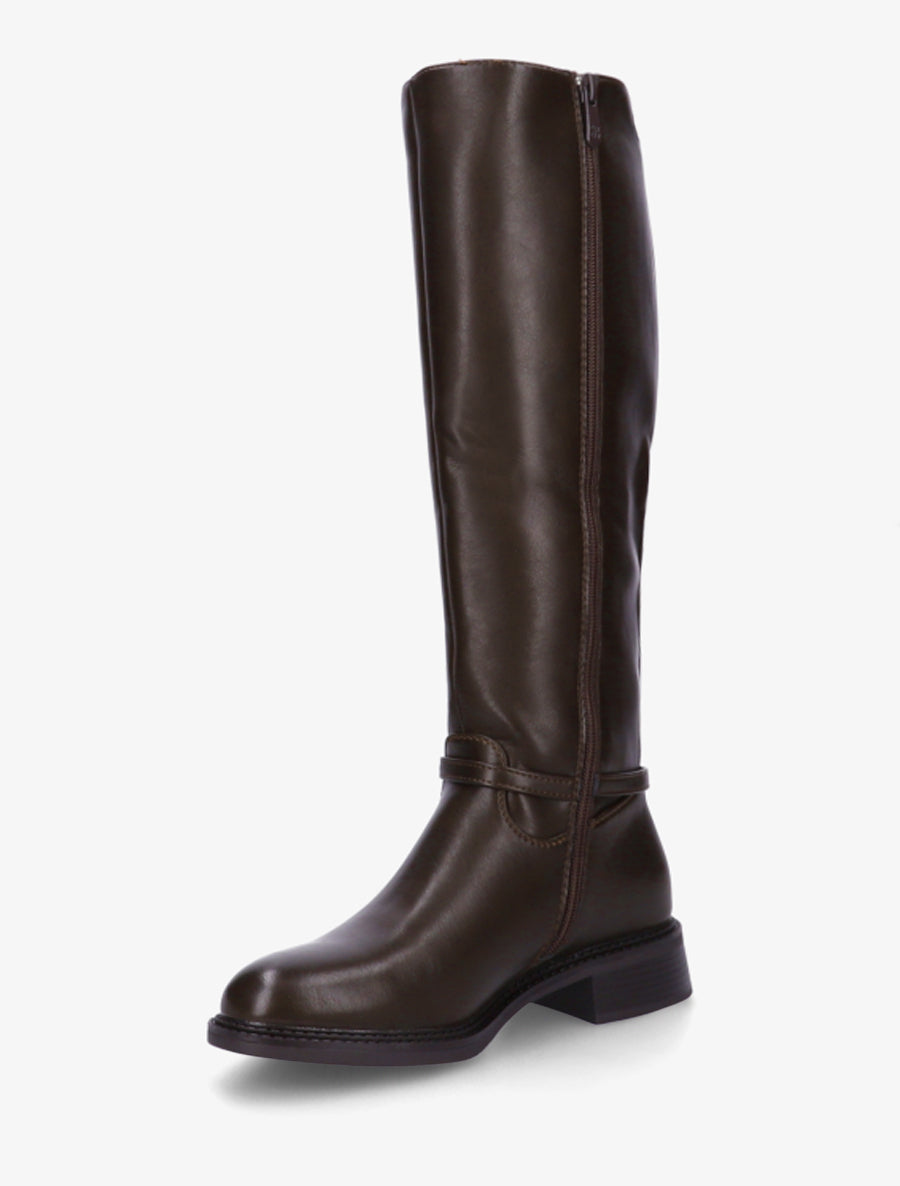 Bottes élastiquées en simili - Marron - 3