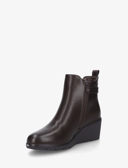 Bottines compensées en simili à boucle ronde - Marron - 3