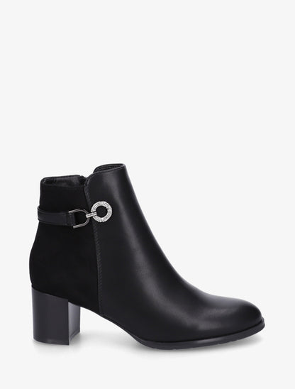 Bottines bimatière à boucle strassée - Noir - 1