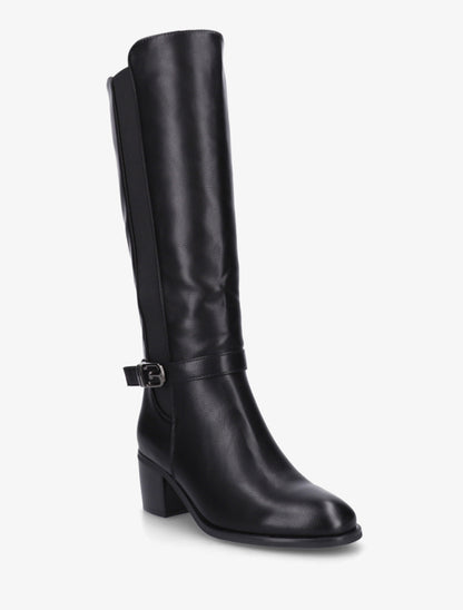 Bottes élastiquées en simili à boucle fantaisie - Noir - 2