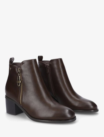 Bottines en simili à zip décoratif - Marron - 4