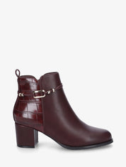 Bottines empiècement croco et bijoux métalliques - Bordeaux - 1