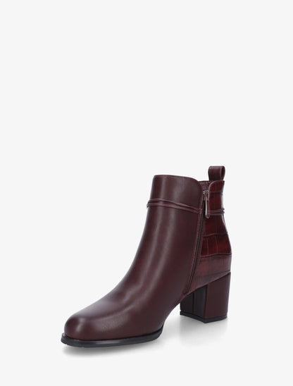 Bottines empiècement croco et bijoux métalliques - Bordeaux - 3