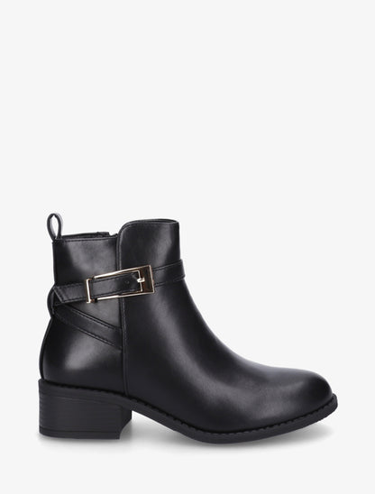 Bottines en simili à sangles - Noir - 1
