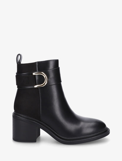 Bottines bimatière à talon bloc - Noir - 1