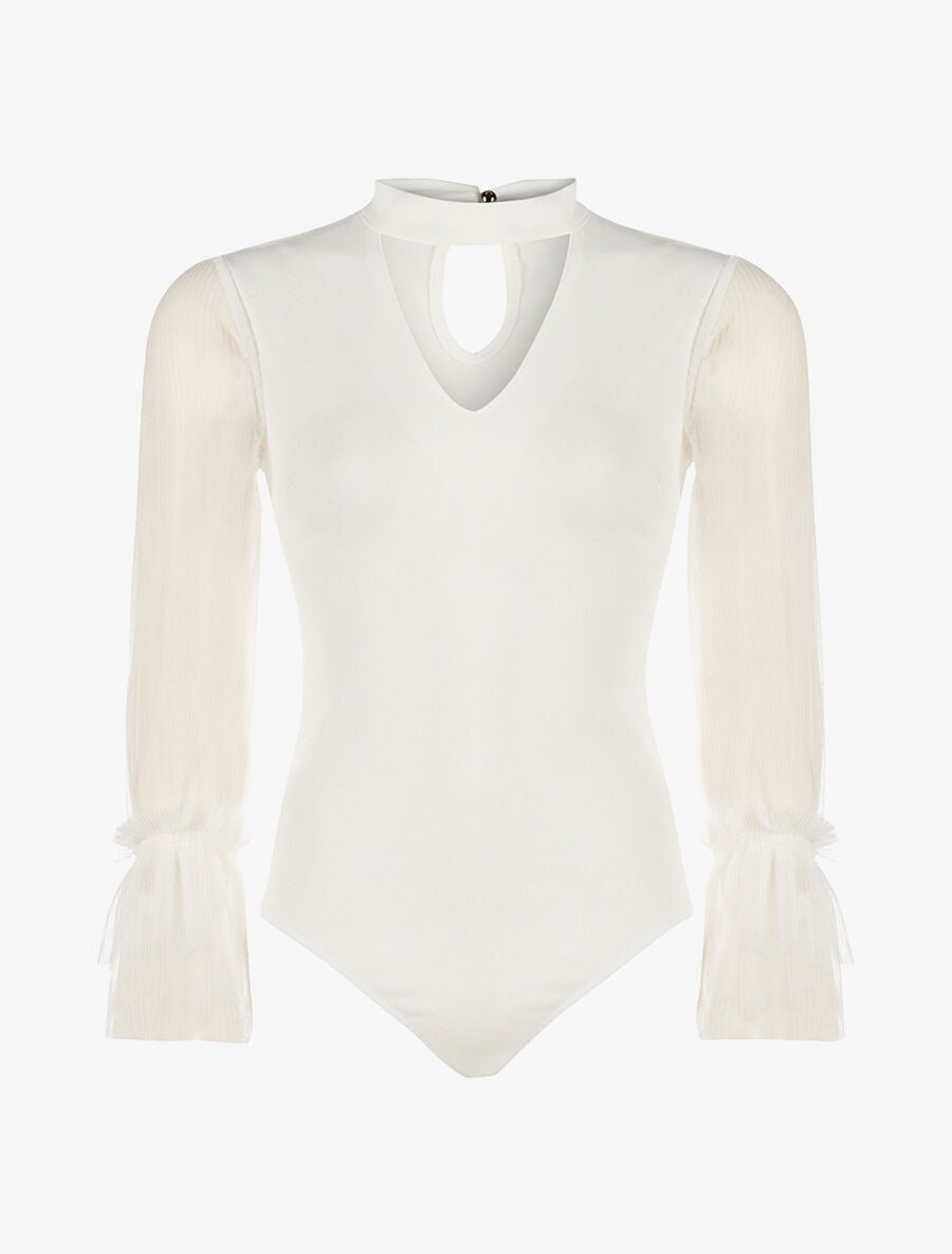 Body bras voile plissés - blanc - 1