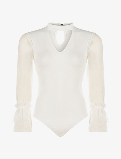 Body bras voile plissés - blanc - 1