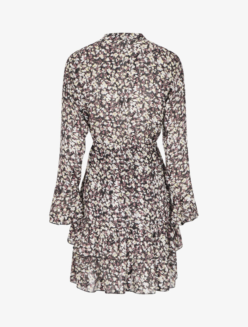 Robe patineuse volantée et satinée - Noir - 2