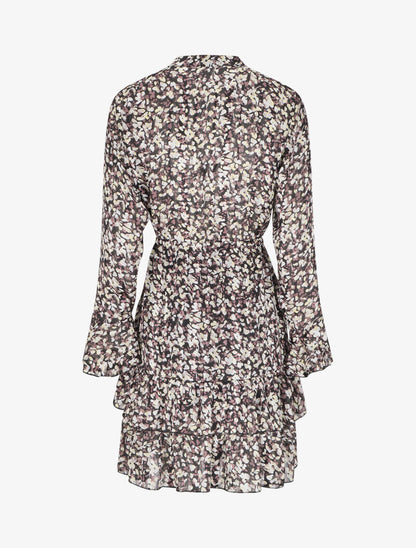 Robe patineuse volantée et satinée - Noir - 2