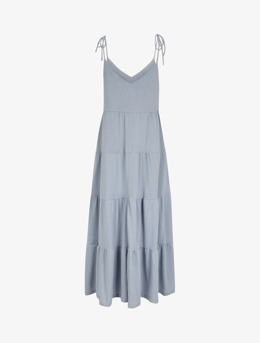 Robe longue unie évasée - Bleu - 2
