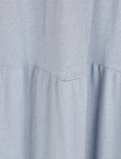 Robe longue unie évasée - Bleu - 3
