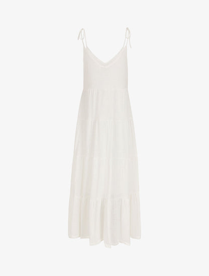 Robe longue unie évasée - Blanc - 2