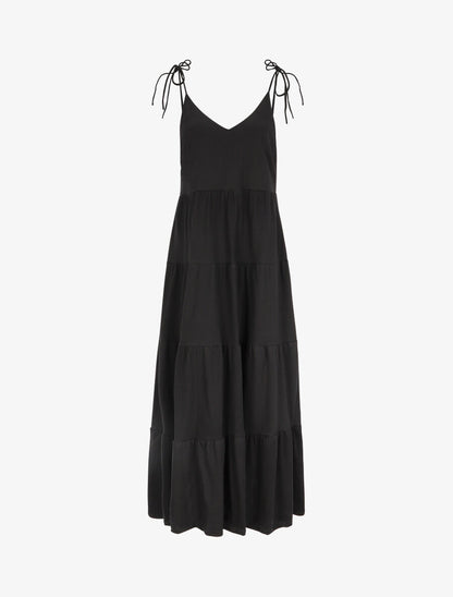 Robe longue unie évasée - Noir - 5