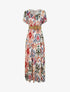 Robe longue à manches courtes élastiquées - Blanc - 1