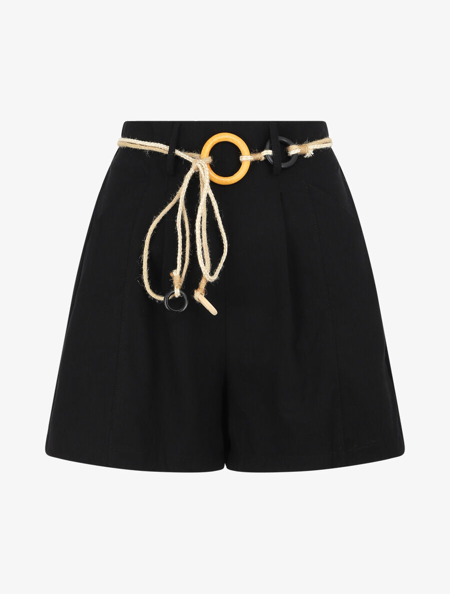 Short fluide à taille élastiquée - Noir - 1