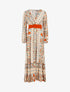 Robe longue empire imprimé fresque - Beige - 1