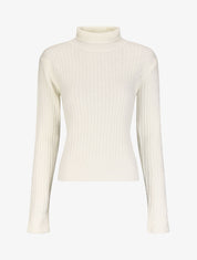 Pull en laine mélangée à col roulé - Blanc - 1