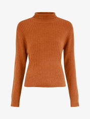 Pull en laine mélangée à col roulé - Terre de sienne - 5