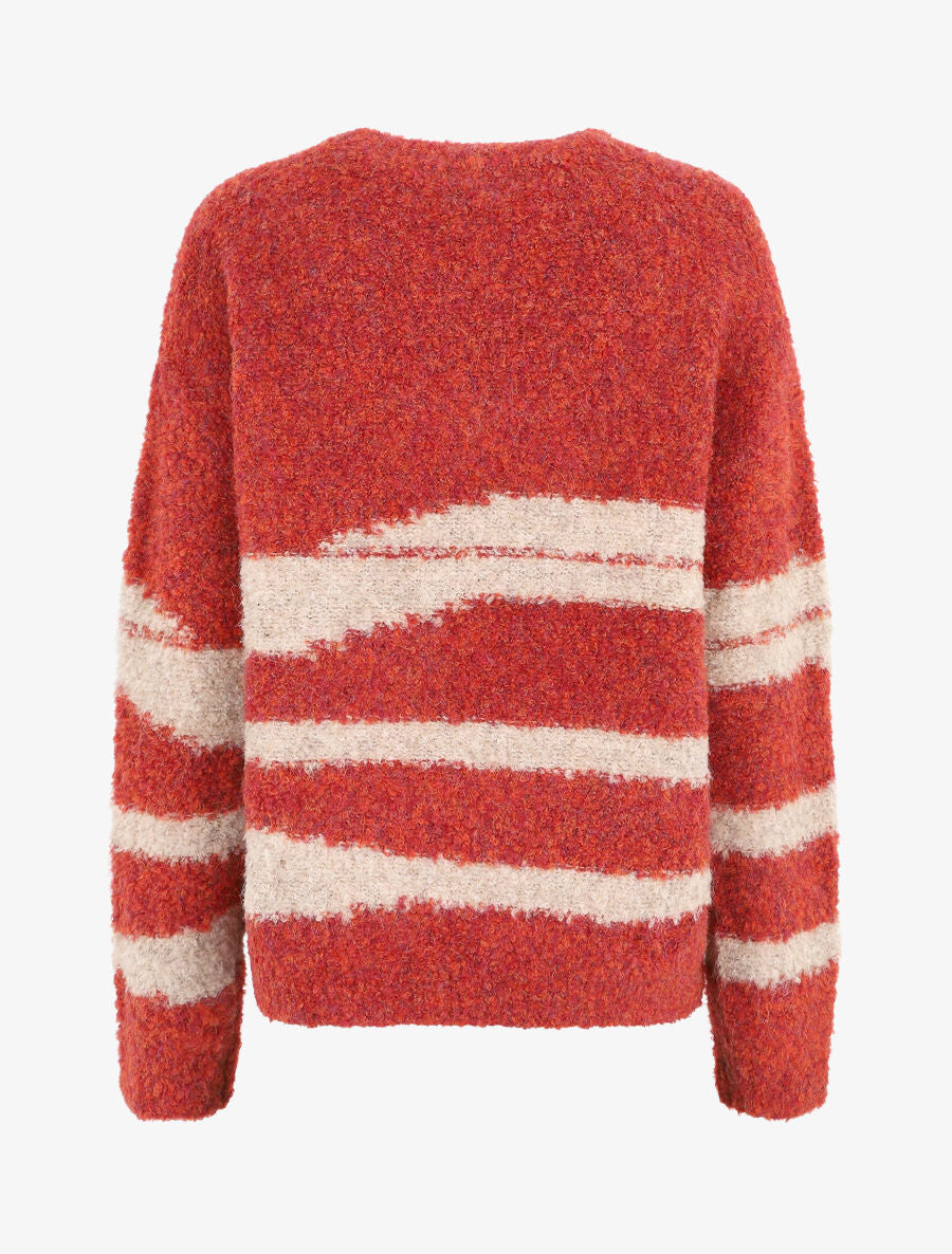 Pull duveteux à motif rayures - Rouge - 3