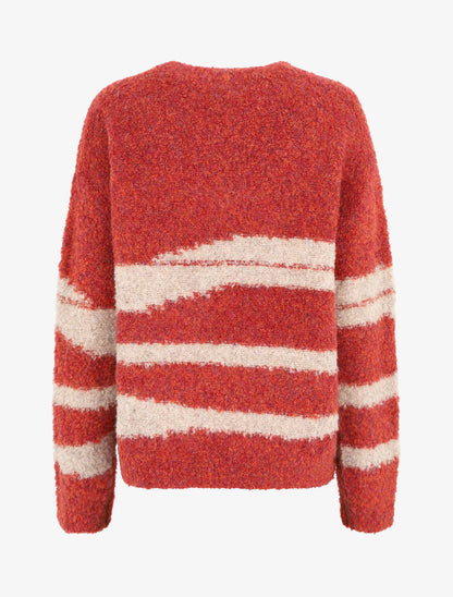Pull duveteux à motif rayures - Rouge - 3
