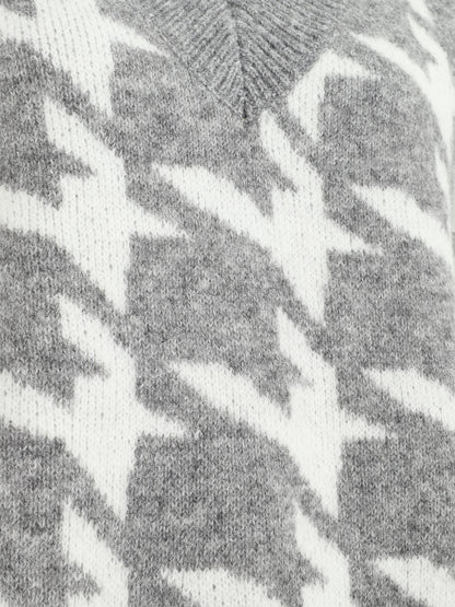 Pull sans manches à motif pied de poule - Gris - 3