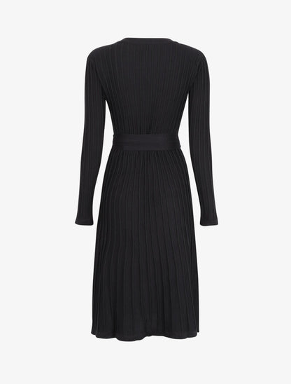 Robe pull côtelée coupe patineuse - Noir - 2