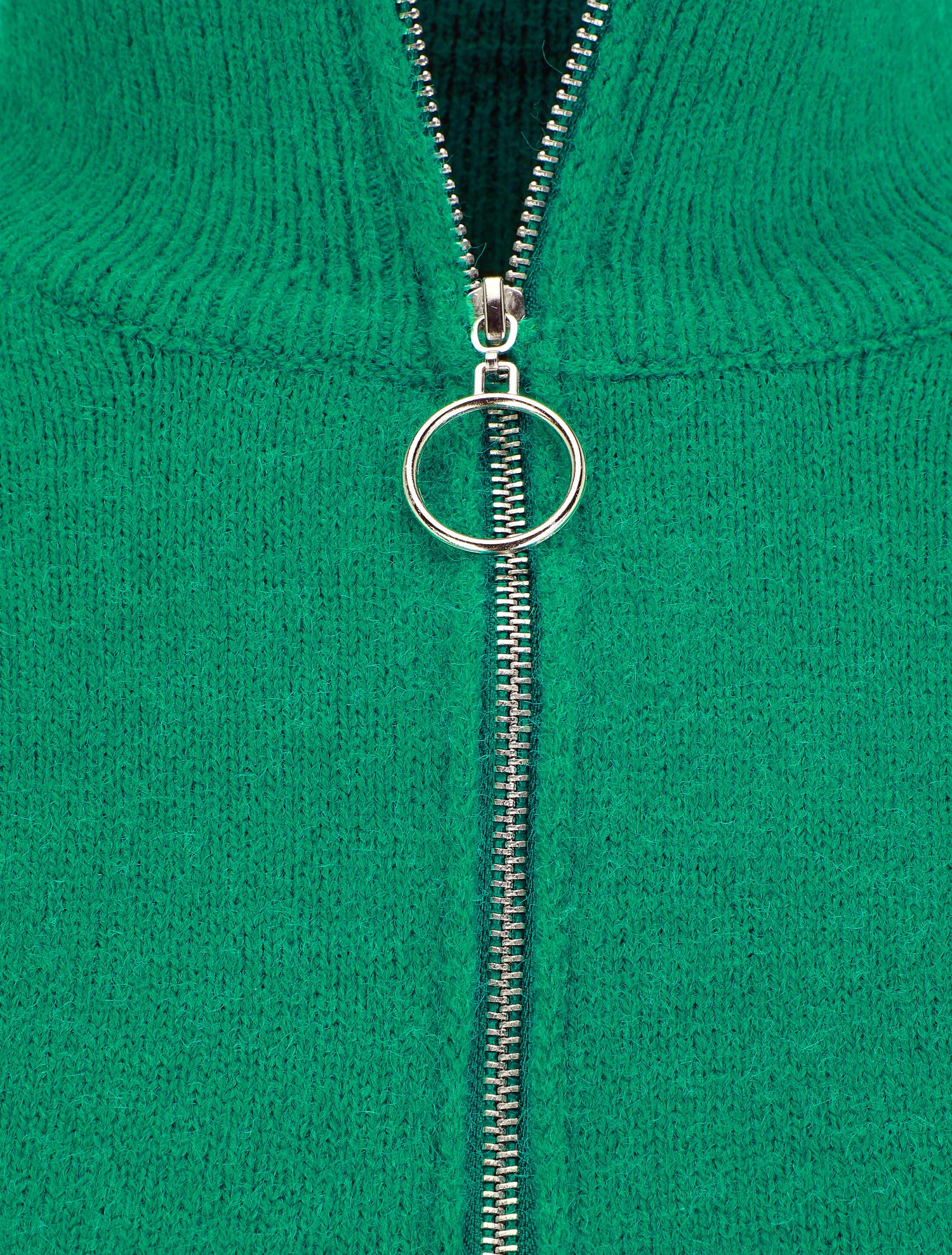 Pull uni à col montant zippé - Vert - 3