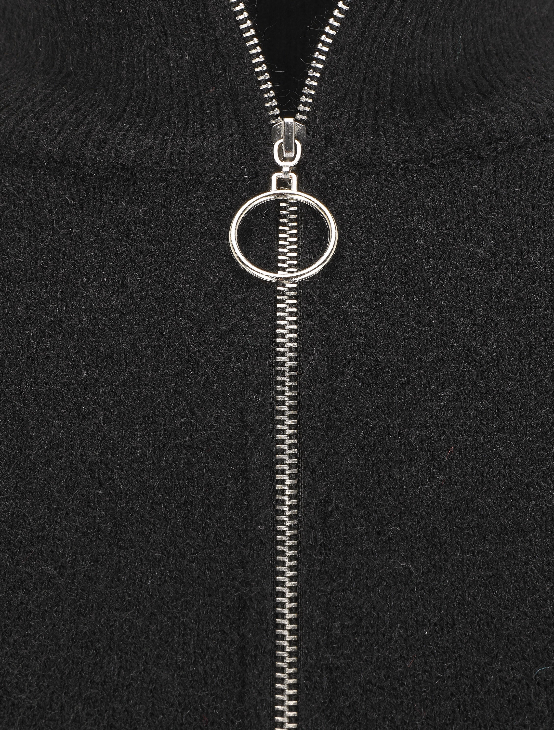 Pull uni à col montant zippé - Noir - 3
