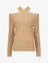 Pull uni à épaule ajourée - Camel - 1
