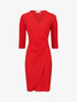 Robe unie drapée style portefeuille - Rouge - 5