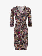 Robe drapée style portefeuille imprimé cachemire - Violet - 1