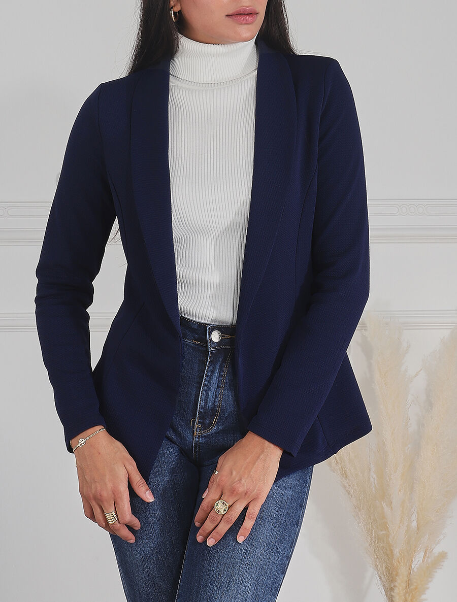 Veste fluide unie - Marine - 4