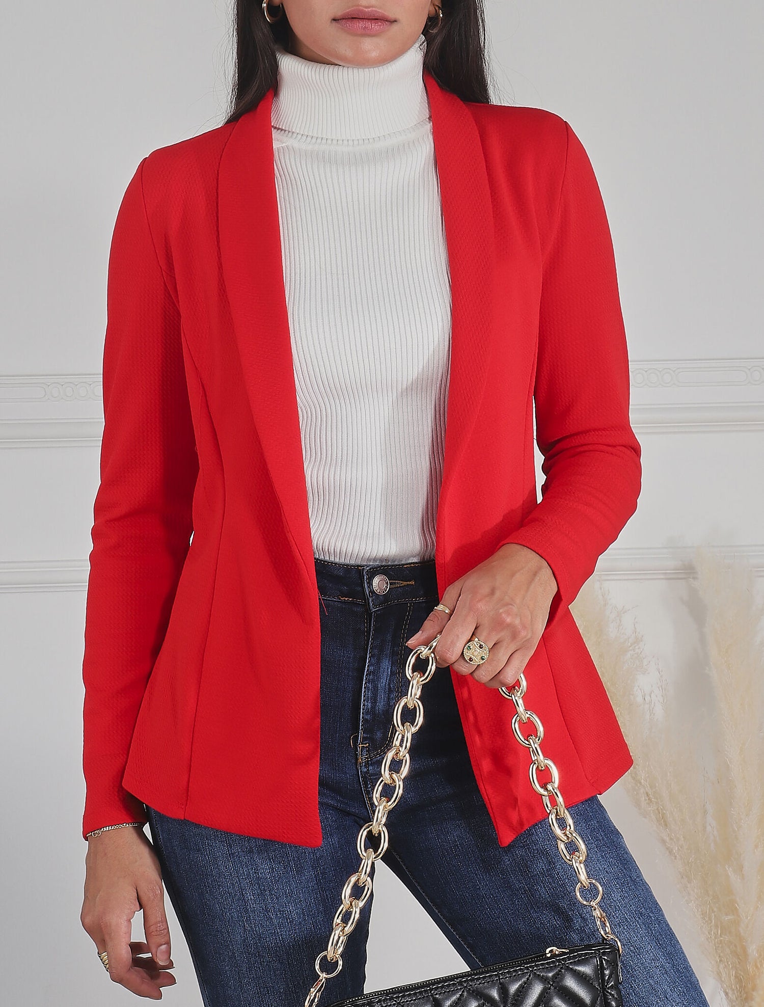 Veste fluide unie - Rouge - 4