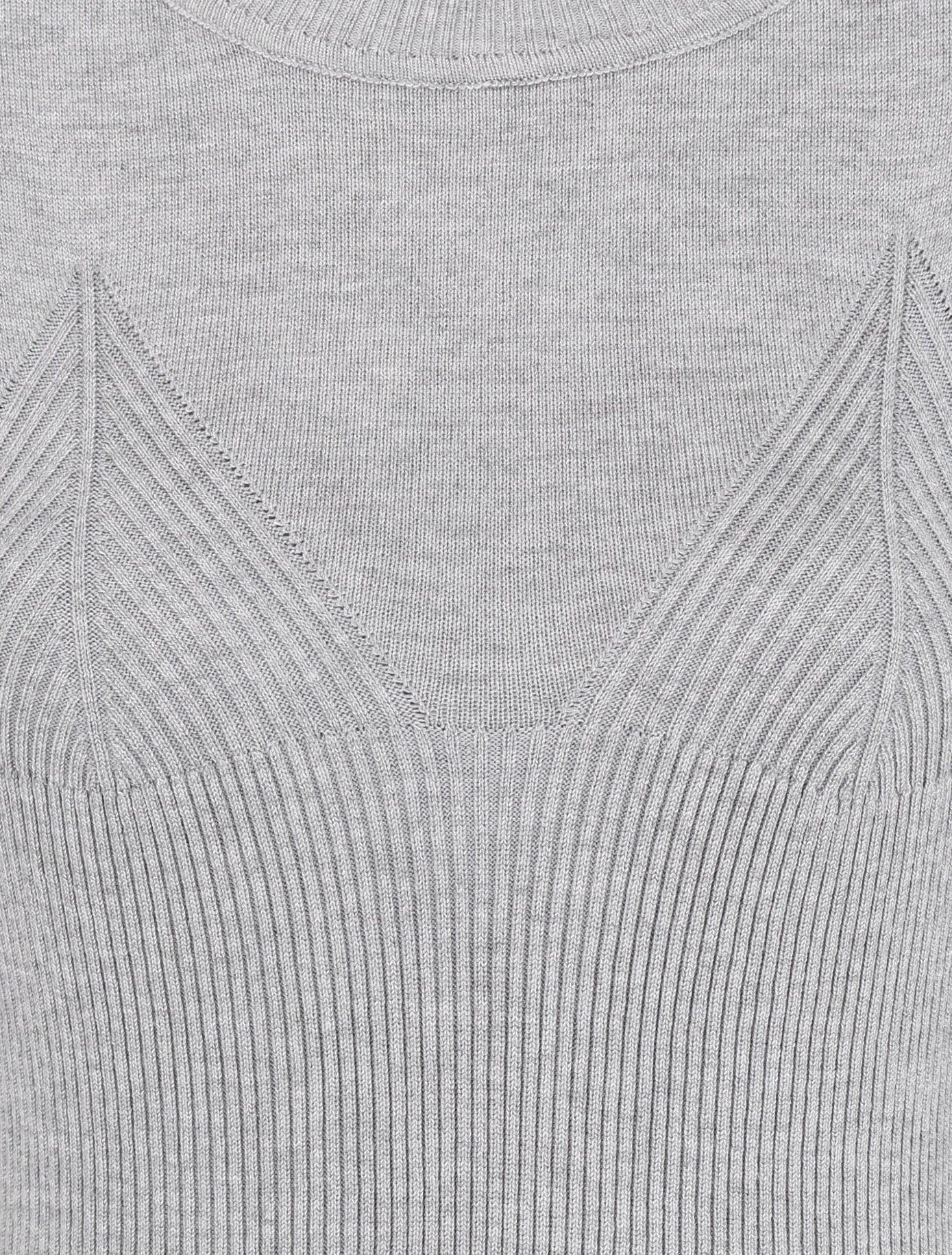 Robe pull côtelée à motifs triangles sur la poitrine - Gris - 3