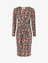 Robe ajustée drapée imprimé pois stylisés - Bleu canard - 1