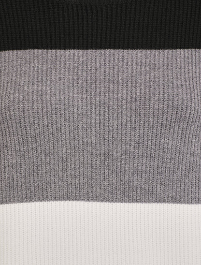 Pull oversize grandes rayures - Noir/blanc - 3