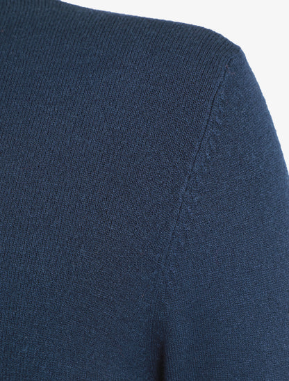 Pull fin en laine mélangée à col roulé - Marine - 3