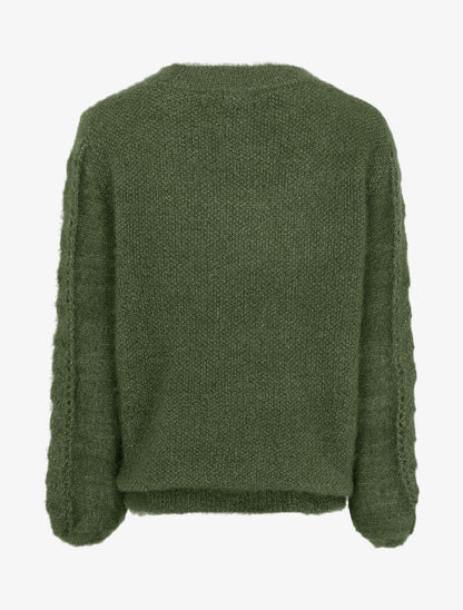 Pull en maille duveteuse ajourée et irisée - Kaki - 2
