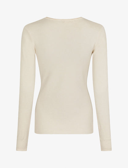 Pull fin en cachemire mélangée à col V - Beige - 2