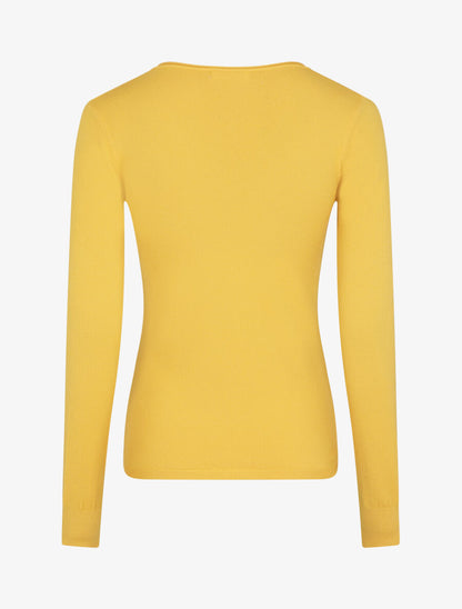Pull fin en cachemire mélangée à col V - Jaune - 2