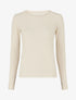 Pull fin en cachemire mélangée à col rond - Beige - 4