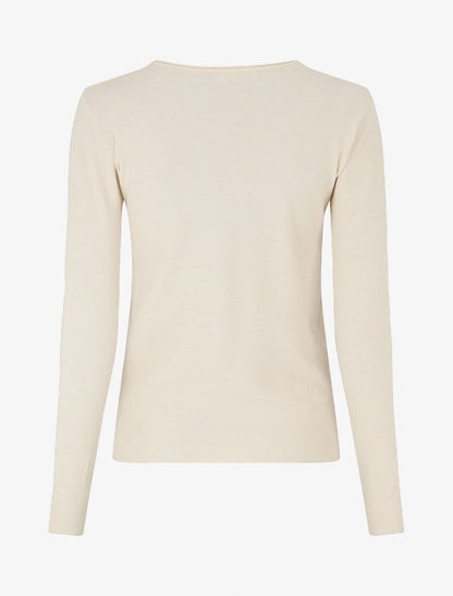 Pull fin en cachemire mélangée à col rond - Beige - 2